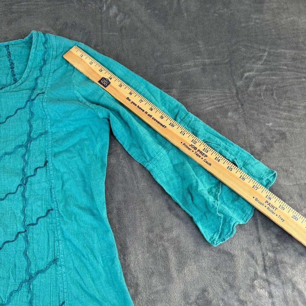 Parsley & Sage Women Top Medium Blue Shirt Roses Floral Embroidered Bell Sleeve - Picture 7 of 10